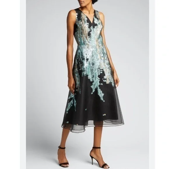 Rickie Freeman for Teri Jon | Dresses | Rickie Freeman By Teri Jon Dress  Metallic Jacquard Blue Teach Length